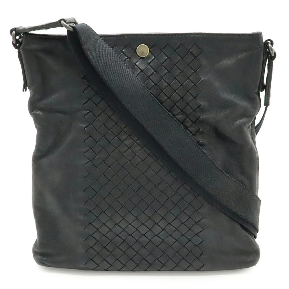 BOTTEGA VENETA Intrecciato Crossbody Bag Leather Black